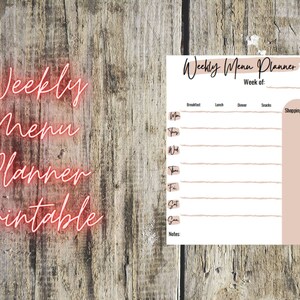 Weely Meal Planner | Meal Planner and Grocery List | Instant Download