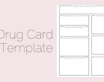 Nursing Pharmacology Drug Card Template | Instant Download