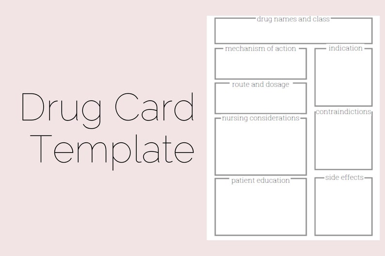 Nursing Pharmacology Drug Card Template Instant Download Etsy