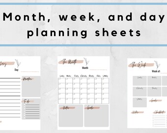 Monthly, Weekly, and Daily Planner Printables | Monthly Planner Download | Weekly Planner Download | Daily Planner Download