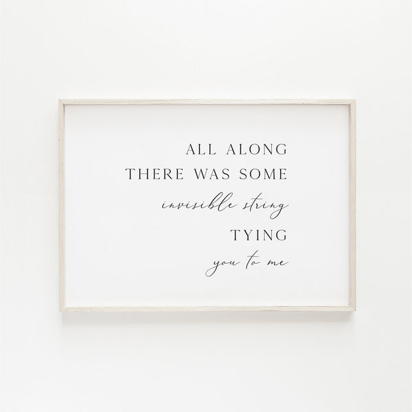 Invisible String Lyrics. Folklore. Wedding Gift. Swiftie Gift. Printable Wall Art. Horizontal Art.