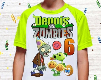 Plants & zombies Birthday Shirt Zombies party theme shirt personalized shirt family shirt gift birthday shirt Birthday shirt raglan shirt