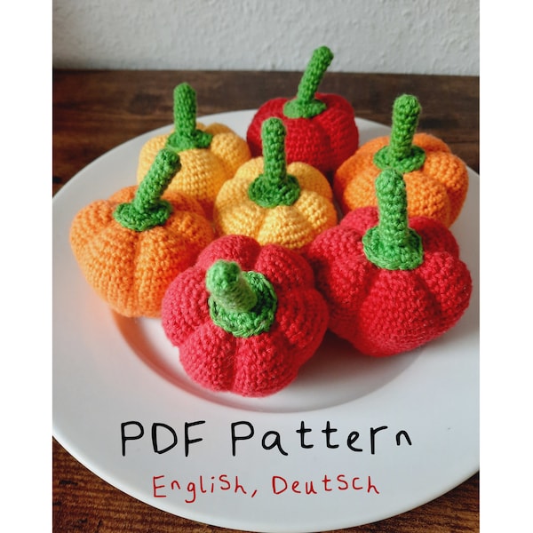 Crochet Pattern Pepper | Häkelanleitung Paprika | English | Deutsch | Amigurumi