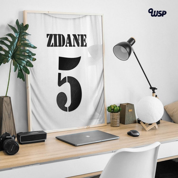 Zinedine Zidane Print – Zidane Shirt – Real Madrid Shirt – Football Poster – Soccer Print – PDF File