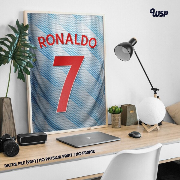 Cristiano Ronaldo Print – Ronaldo Manchester United Away Shirt 2021/22 – Man United Shirt – Football Poster – Soccer Print – PDF Files