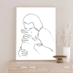 the good shepherd — PRINTABLE boho minimal line art christian jesus lamb painting digital wall art modern print home decor instant download