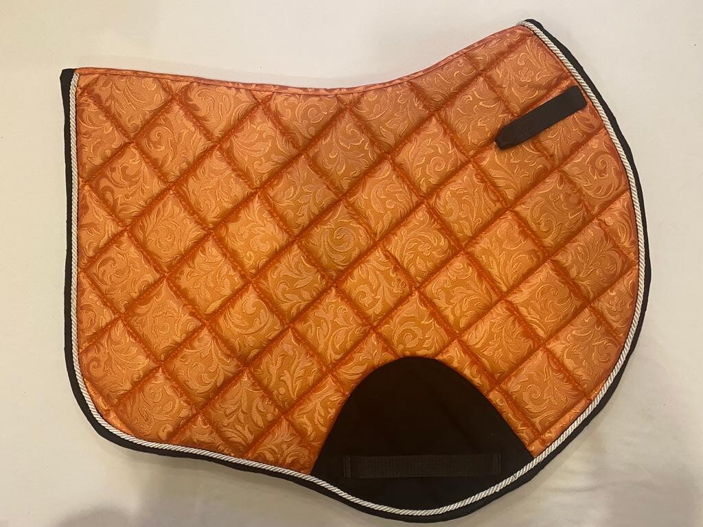 Orange themed Luxury Handmade Beautiful Matchy Saddle Pad Numnah, Fly