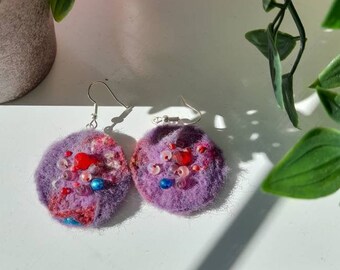 Handmade Purple Felt Earrings