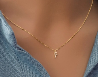 Gift for Her SN0090 Initial Necklace Gold Custom Personalized Letter Monogram Sterling Silver