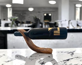wine bottle holder unique and handmade from olive wood