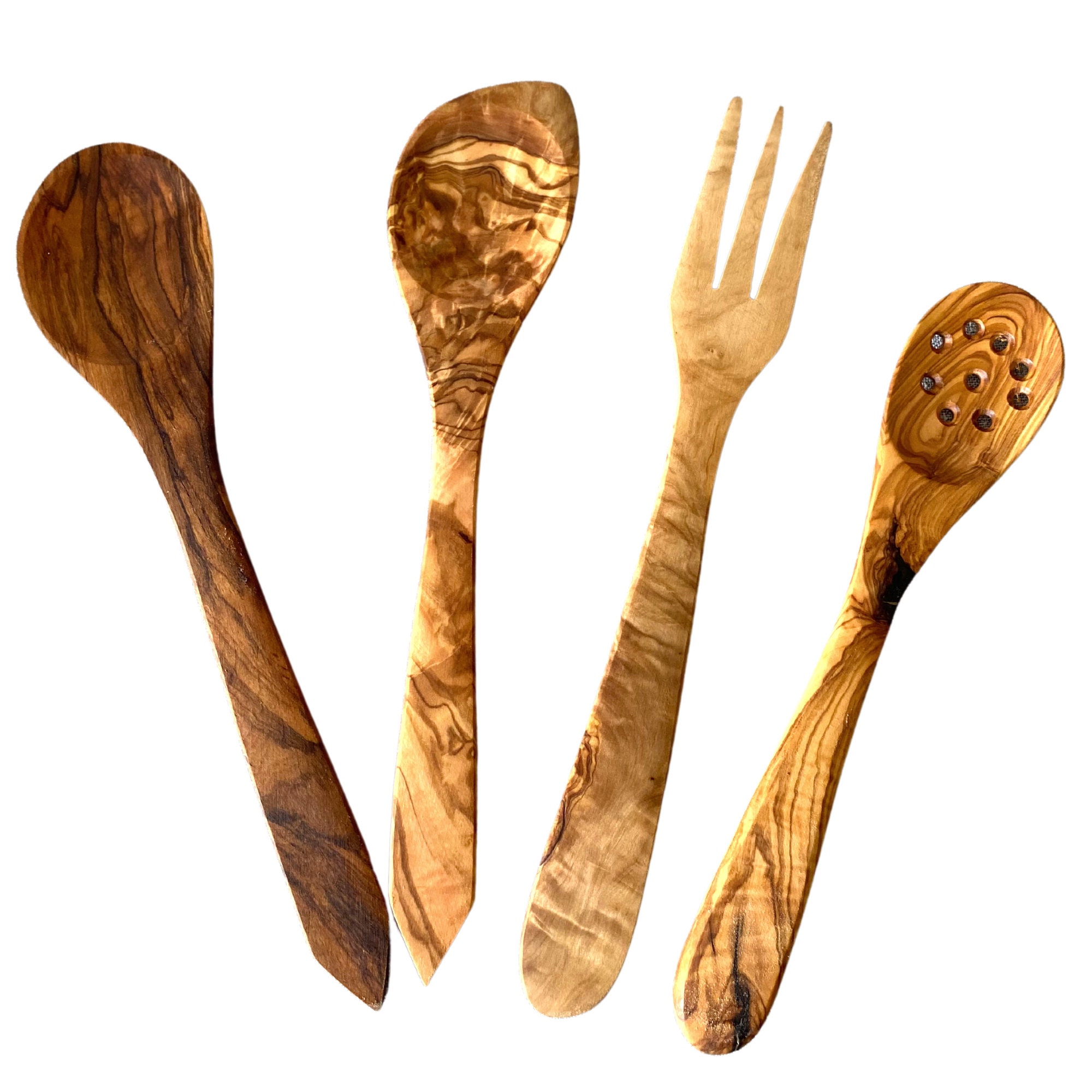 4 piece Utensil Set made from sustainable olive wood. Gift Etsy