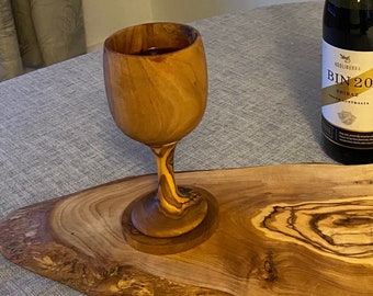 Olive Wood wine cup glasses and goblets. Unique wooden gift sets. Eco friendly and sustainable rustic dining.