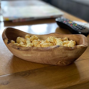 Olive Wood Oval Home Decor serving bowl in presentation bag makes rustic gift for all occasions. image 2