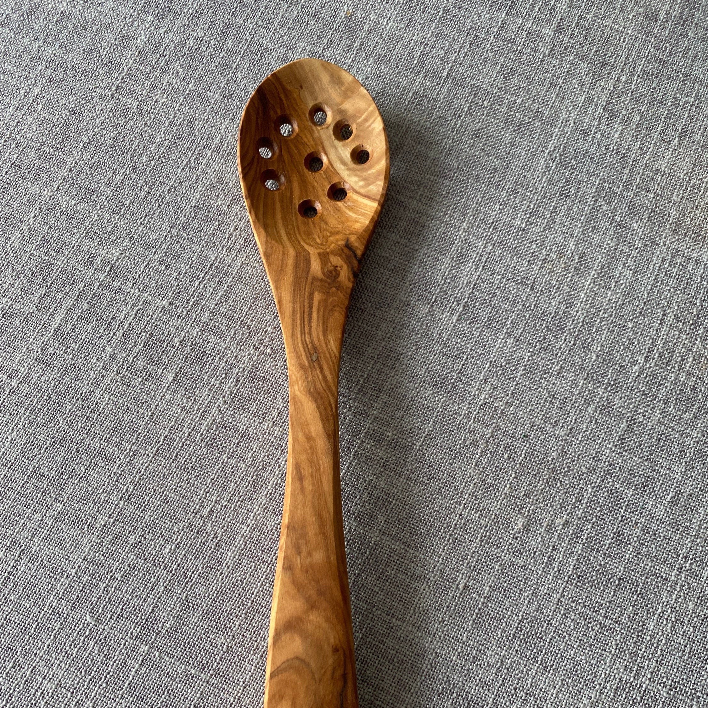 Olive wood Slotted pickle/olive spoon handmade unique Etsy