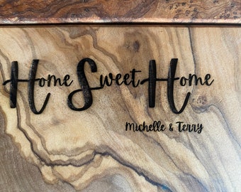 Personalised house warming gift engraved Large 45cm+ Olive Wood, serving board, charcuterie board, tray platter handmade, rustic unique gift