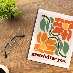 Grateful For You - Pack of 10 Thank You Cards - Gratitude Cards - Thank You Notecards - Flower Thank You Notes - Simple Boho Stationary