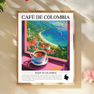 Colombia - Café de Colombia / Serie Café de la Vuelta al Mundo / Impresión de Café Colombiano - Impresión de Viajes a Colombia - Decoración de Cafeterías