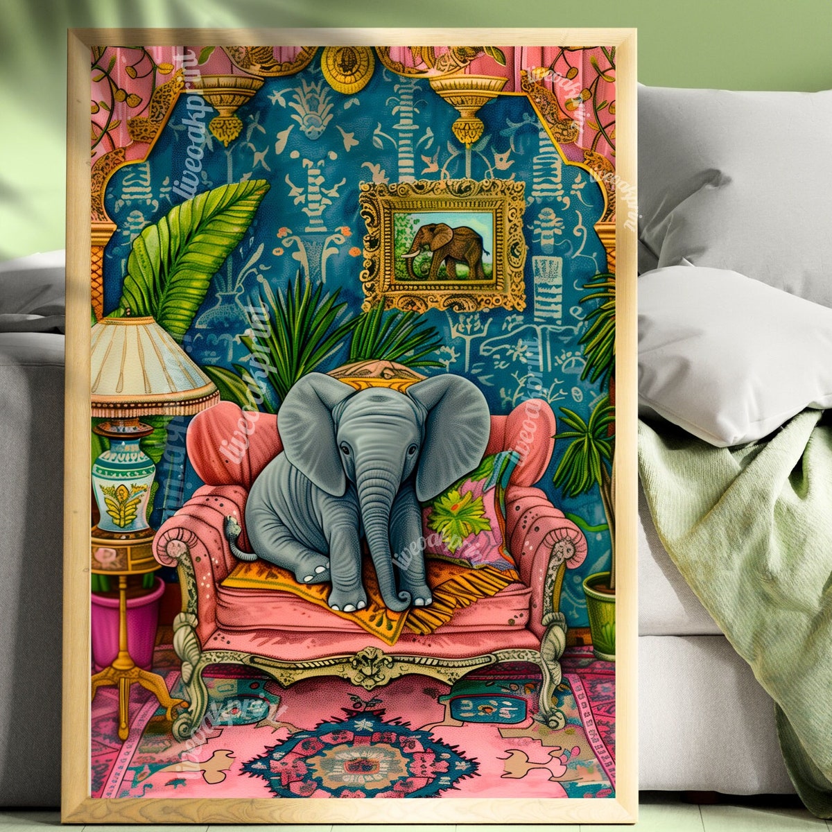 8 " x 10" Baby Elephant on a Sofa Print