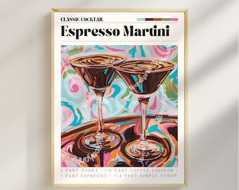 Espresso Martini Print - Espresso Martini Wall Art - Bar Cart Art - Classic Cocktail Prints - Espresso Wall Art - Cocktail Print Set