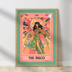 The Disco Tarot Card - Disco Ball Print - Disco Ball Poster - Discoball Print - Disco Ball Wall Art - Preppy Wall Art - Trendy Wall Art