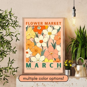 March Flower Market - Birth Flower Print - March Birth Flower Print - March Birthday Gift For Her - Mother's Day - Valentine's Day
