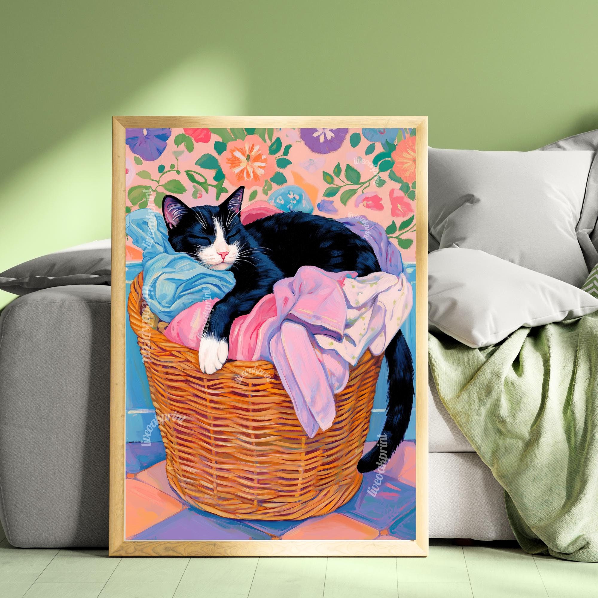 Tuxedo Cat Laundry Wall Art - Whimsical Laundry Room Decor - Cute ...