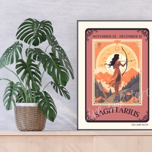 Sagittarius Tarot Print - Sagittarius Tarot Card Poster - Wall Art - Zodiac Art - Star Sign - Sagitarius - Retro Wall Art