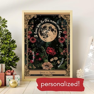 I Love You To The Moon and Back - Personalizable Art Print Gift - Gift For Her - Gift For Him - Couple Gift - Custom Wall Art Gift Christmas
