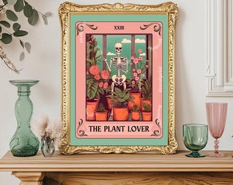 The Plant Lover Tarot Card - Plant Mom Gift Idea House plants Art Botanical Tarot Decor Plant Lover Gift Idea Boho Living Room Print Cute