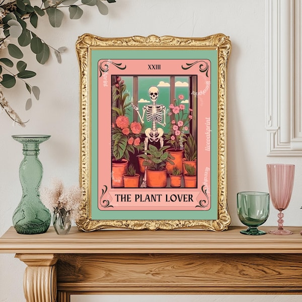 The Plant Lover Tarot Card - Plant Mom Gift Idea House plants Art Botanical Tarot Decor Plant Lover Gift Idea Boho Living Room Print Cute