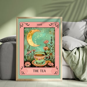 The Tea Tarot Print - Tea Tarot Card - Botanical Tea Print - Gift For Tea Lover - Witchy Tea Print - Tea Wall Decor - Vintage Tea Print