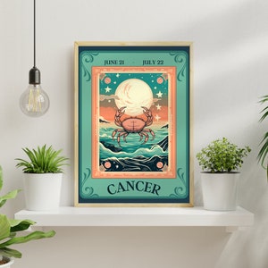 Cancer Tarot Print (No Border Version) - Cancer Print - Cancer Zodiac Wall Art- Cancer Wall Art - Zodiac Art - Cancer Star Sign Astrology