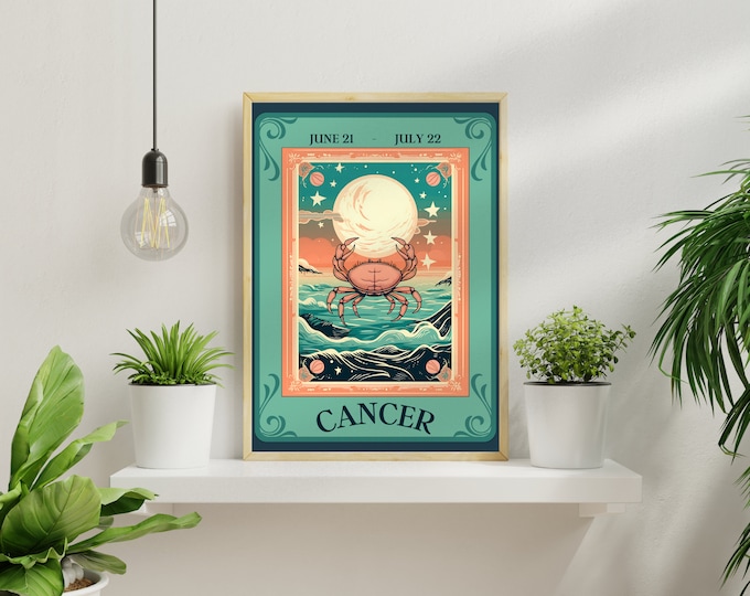 Cancer Tarot Print (No Border Version) - Cancer Print - Cancer Zodiac Wall Art- Cancer Wall Art - Zodiac Art - Cancer Star Sign Astrology