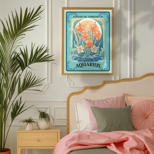 Waterman Tarot Print – Waterman cadeau, Waterman Art Print dierenriem kunst aan de muur astrologie decor lucht teken muur afdrukken januari verjaardagscadeau afbeelding 4