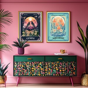 Waterman Tarot Print – Waterman cadeau, Waterman Art Print dierenriem kunst aan de muur astrologie decor lucht teken muur afdrukken januari verjaardagscadeau afbeelding 6