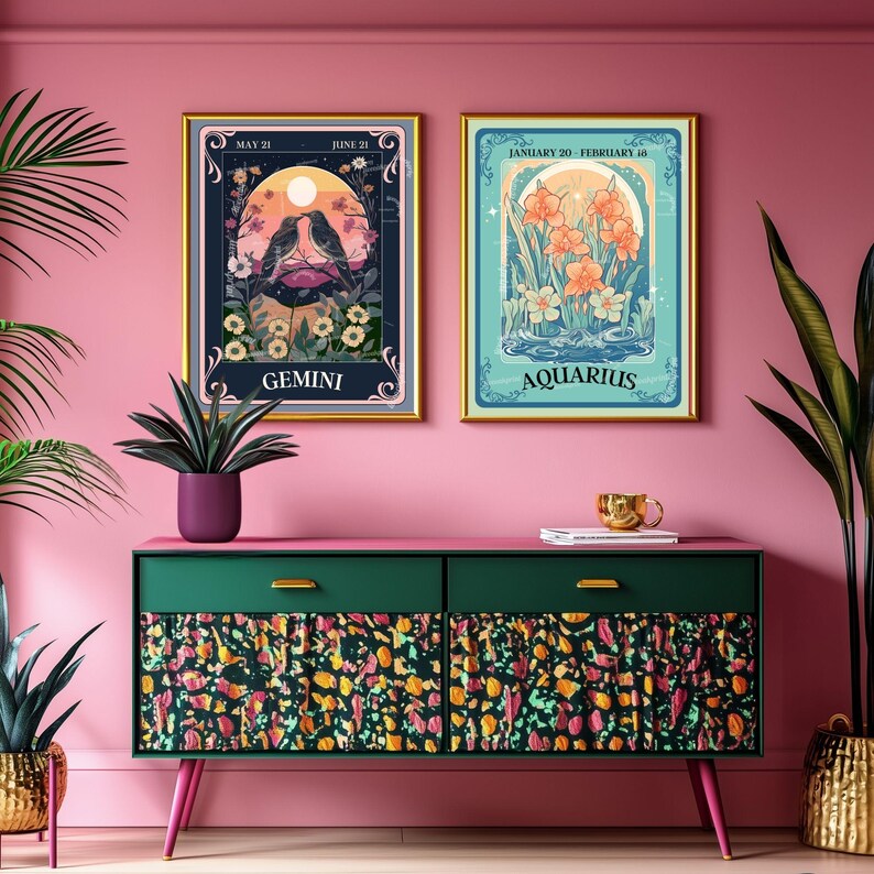 Waterman Tarot Print – Waterman cadeau, Waterman Art Print dierenriem kunst aan de muur astrologie decor lucht teken muur afdrukken januari verjaardagscadeau afbeelding 6
