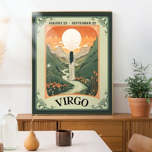 Virgo Tarot Print (No Border Version) - Virgo Print - Virgo Zodiac Wall Art - Virgo Wall Art - Zodiac Art - Virgo Star Sign Virgo Astrology
