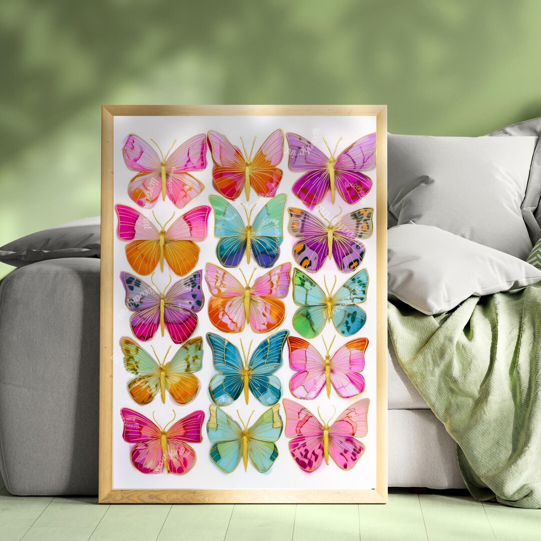Vibrant Butterfly Wall Art Print – Maximalist Dopamine Decor - Etsy