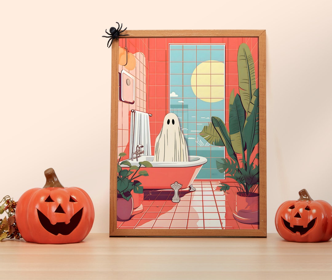 Oscar the Ghost Takes A Bath in a Luxurious Pink Bathroom Cute Ghost