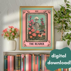 Die Leser Tarot Karte - DIGITAL DOWNLOAD - Tarot Karte für den Buchliebhaber | Wandbild mit botanischer Lektüre | Witchy Leseecke Dekor