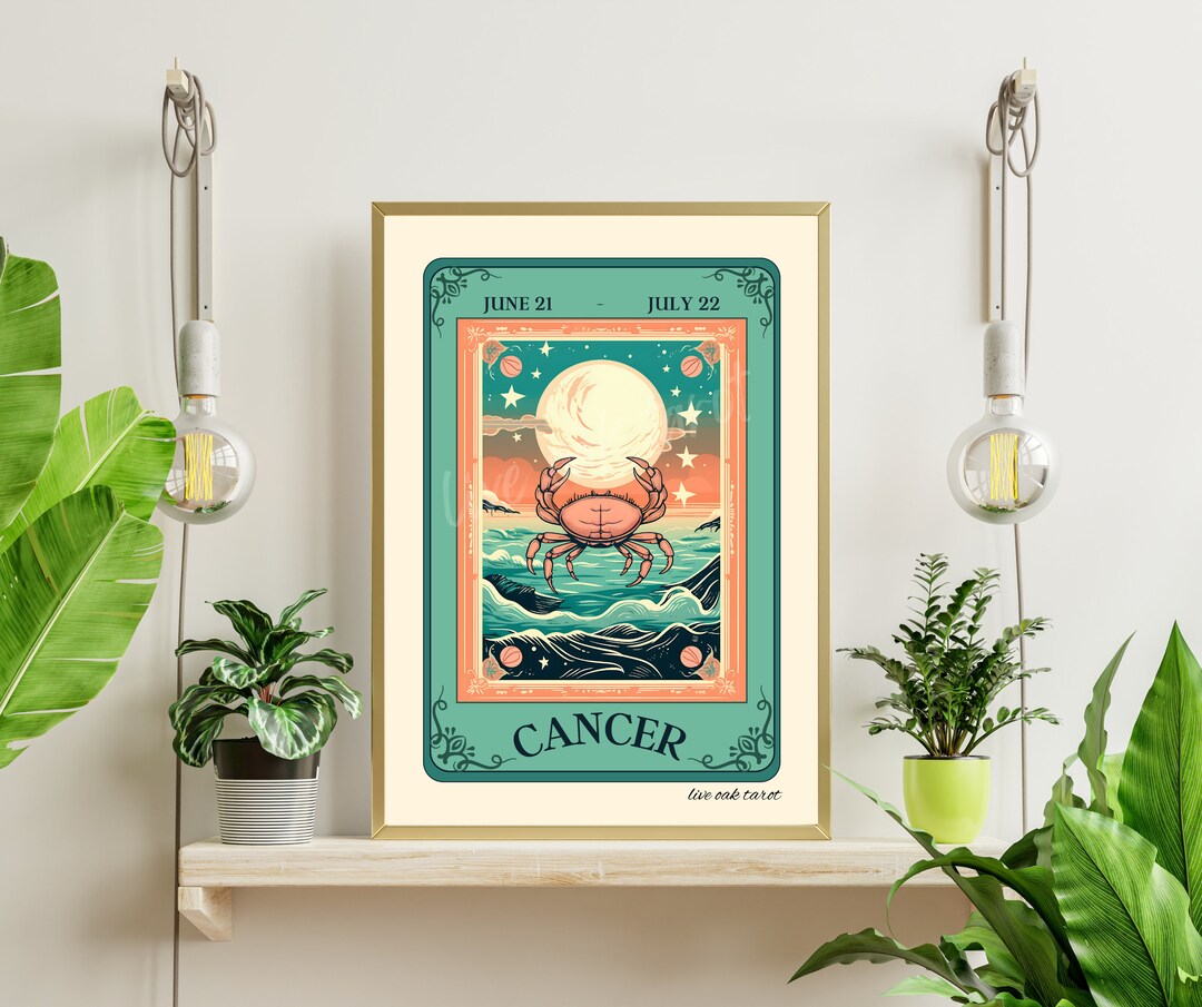 Cancer Tarot Print Cancer Sign Wall Art Cancer Star Sign Wall Decor
