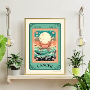 Cancer Tarot Print - Cancer Sign Wall Art - Cancer Star Sign Wall Decor - Cancer Astrology Art - Cancer Zodiac Art Piece - Cancer Birthday