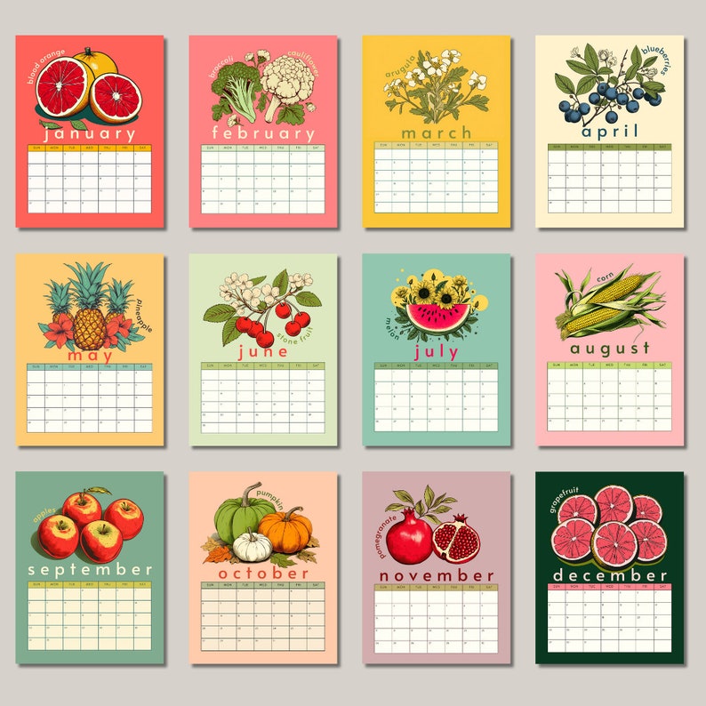 2024 Calendar Wall Calendar 2024 Kitchen Calendar 2024 Seasonal Fruits and Vegetables Please Check Sizes Carefully image 3