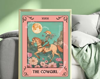 The Cowgirl Tarot Print - Western Wall Art - Western Gifts - Cowgirl Gift - Cowgirl Decor - Retro Cowgirl Print- Southern Wall Decor
