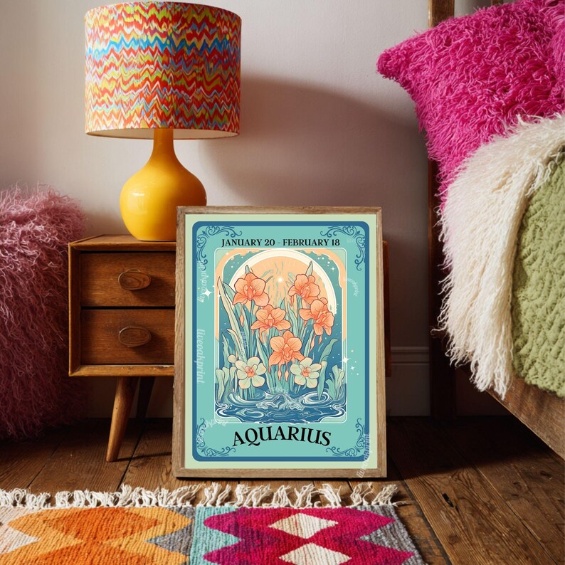 Waterman Tarot Print – Waterman cadeau, Waterman Art Print dierenriem kunst aan de muur astrologie decor lucht teken muur afdrukken januari verjaardagscadeau afbeelding 7