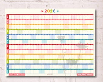 2026 Wall Planner Calendar – One Page Yearly Wall Calendar Poster, Large Year at a Glance Wall Planner