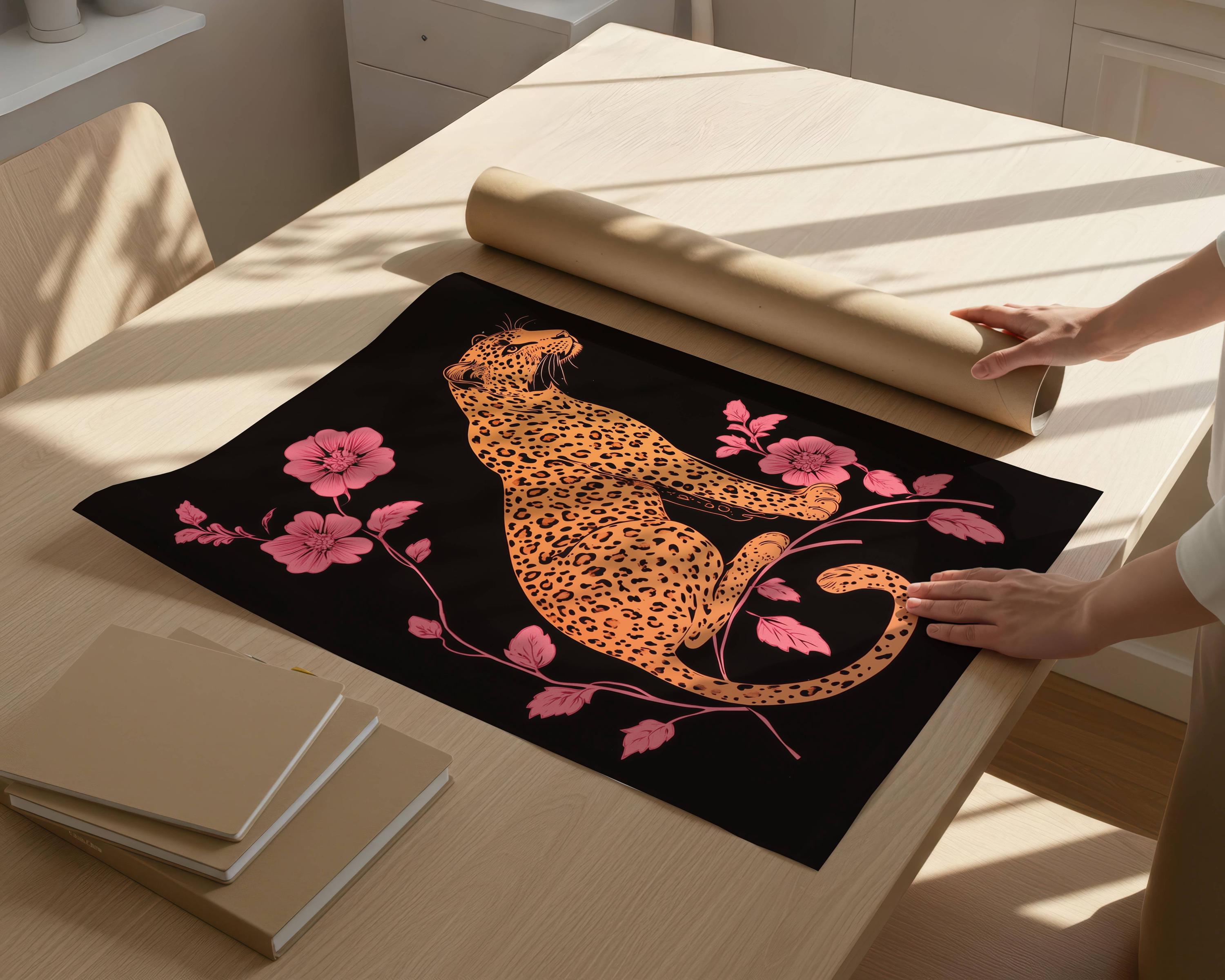 Pink and Black Leopard Wall Art - Maximalist Animal Print - Funky