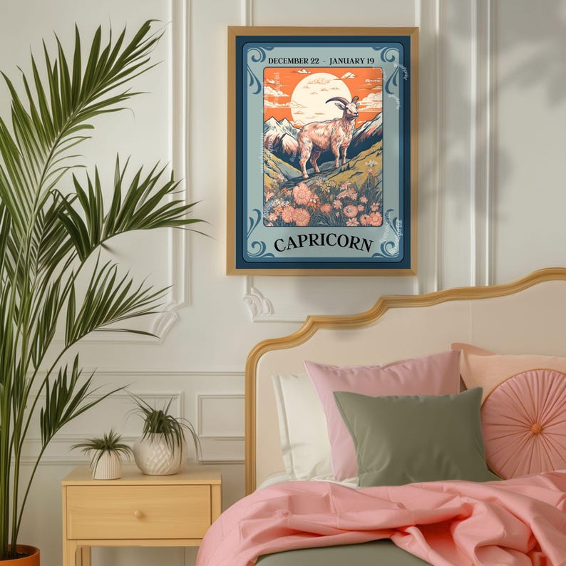 Capricorn Tarot Print – Capricorn Gift, Zodiac Wall Art Astrology Decor Ambitious Earth Sign Poster January Birthday Capricorn Art Print image 3