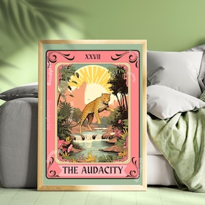 The Audacity Tarot Card Print - Leopard Wall Art Boho - Cheetah Wall Art - The Audacity Poster - Maximalist Tarot Wall Art