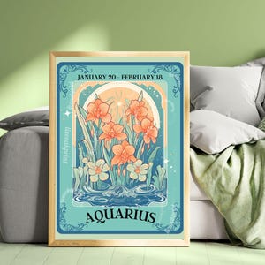Waterman Tarot Print – Waterman cadeau, Waterman Art Print dierenriem kunst aan de muur astrologie decor lucht teken muur afdrukken januari verjaardagscadeau afbeelding 5